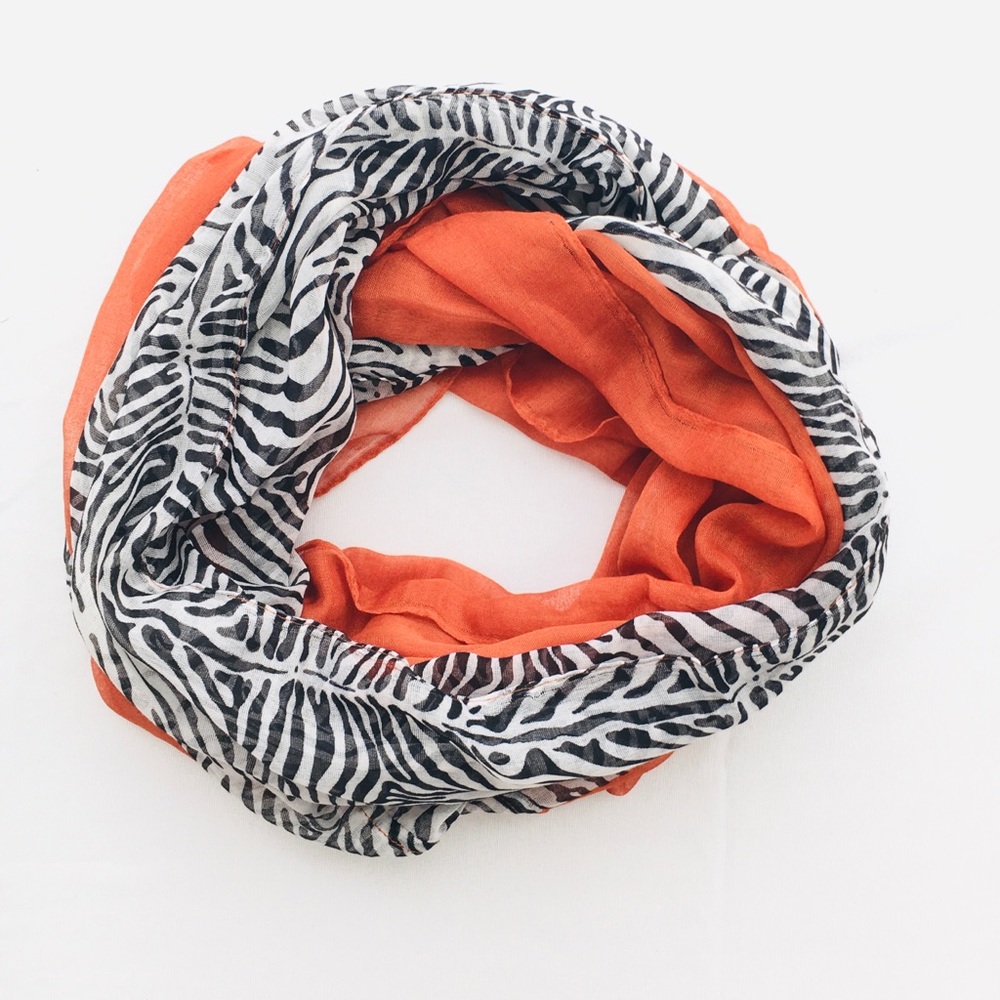 Orange Zebra Print Infinity Scarf